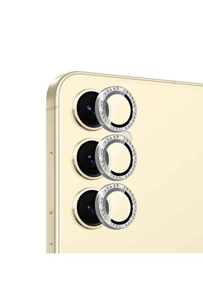 Microsonic Samsung Galaxy S25 Plus Tekli Diamond Taşlı Kamera Koruma Camı Gümüş