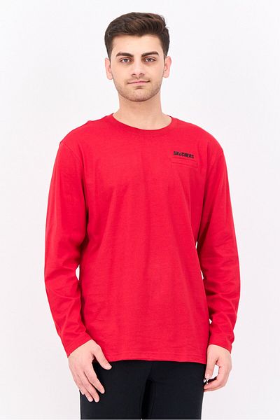 SKECHERS Men Sportswear Fit Long Sleeve Outdoor Sweatshirt, Red