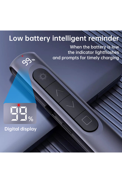 Global S12 Pointer Lazer Sunum Kalemi Şarj Edilebilir Dijital Led Ekran Sunum Kumandası Menzil 100-m