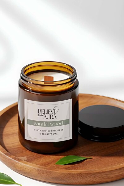 Believe Your Aura Sandal Ağacı Kokulu Kavanoz Mum - %100 Doğal Sürülebilir So...