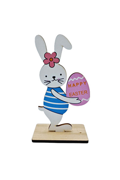 Floopy Figurina din lemn cu suport, Iepuras de Paste cu Ou, 15 cm, Happy East...