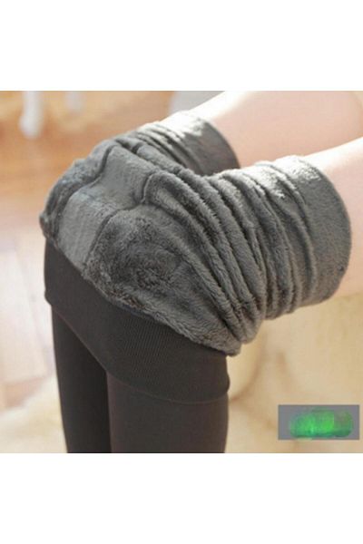 MİSTİRİK Ravena Model - Wool Plush Corset Tights Underwear, Warm, Gray Color