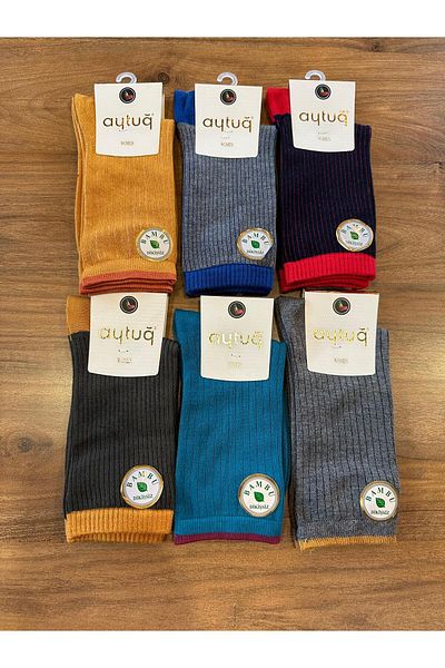 Aytuğ Women's Seamless Bamboo Colored Socks 6 Pack