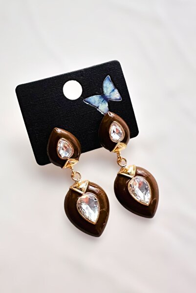 PETEK AKSESUAR MİNELİ TAŞLI DAMLA KÜPE 6 CM.