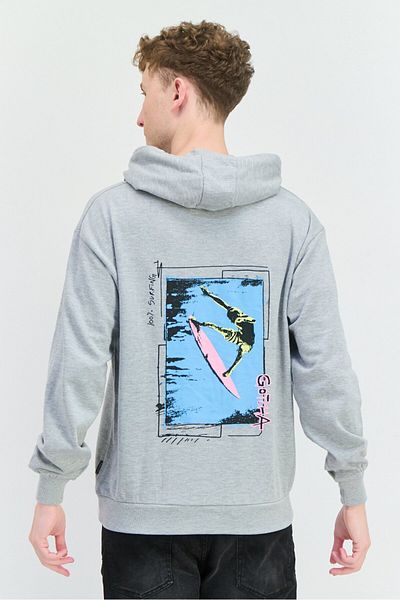 Goliath Men Hooded Long Sleeve Embroidered Logo Sweatshirt, Grey Heather