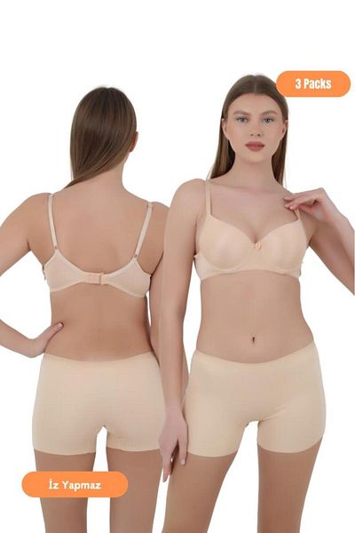 CNT Slip boxer pentru femei din microțesătură fără urme - Pachet special de 3 (NEGRU, ALB, CULOARE PIELE)