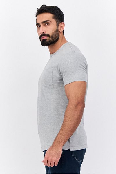 French Connection Men Crew Neck Short Sleeves Ribbed T-shirt, Grey