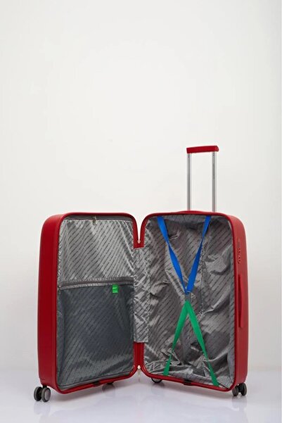 United Colors of Benetton Benetton 1000 BÜYÜK BOY Polipropilen Kırılmaz Valiz  Tekerlekli Valiz KIRMIZI