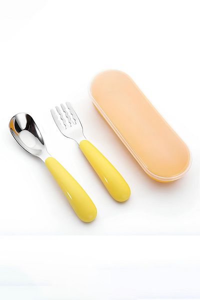 Chavin Steel Yellow Baby Kids Spoon and Fork Set Cin770Sr