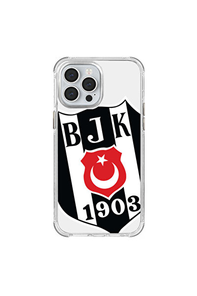 Beşiktaş iPhone 13 Pro Max Uyumlu Beşiktaş Büyük Logo Şeffaf Telefon Kılıfı