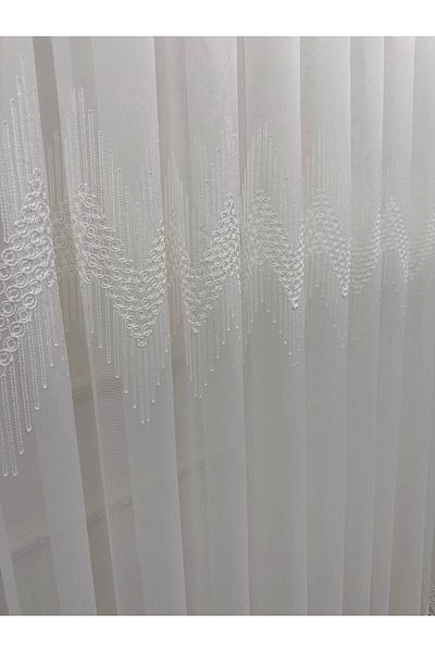 NİVEMESHOME Nivemeshome Natural New Model 1/3 Tight Pleated Tulle Curtain Apm
