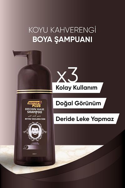 Softto Plus Braunes dunkles Kastanien-Shampoo (kein weißes Haar mehr, 10 Minuten) 350 ml KeyÜrün414