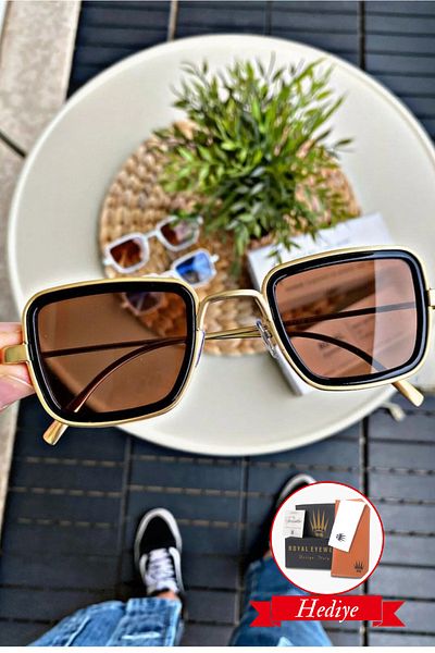 WATCHOFROYAL Sunglasses Women & Men Uv400 Glass Ce Certificated Gold-black Ex657