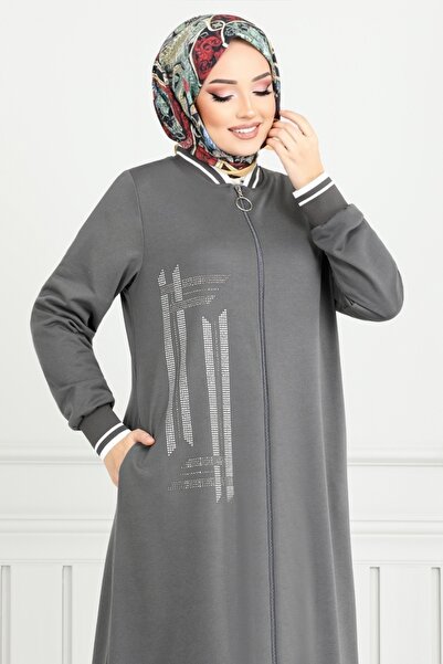 ModaMerve Anthracite Stone Detailed Hijab Set - 9123Pl940-M