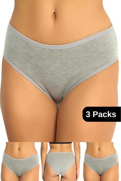 CNT Women's High Waist and Plus Size Panties - Special Pack of 3 (Black, White, Skin, Gray)