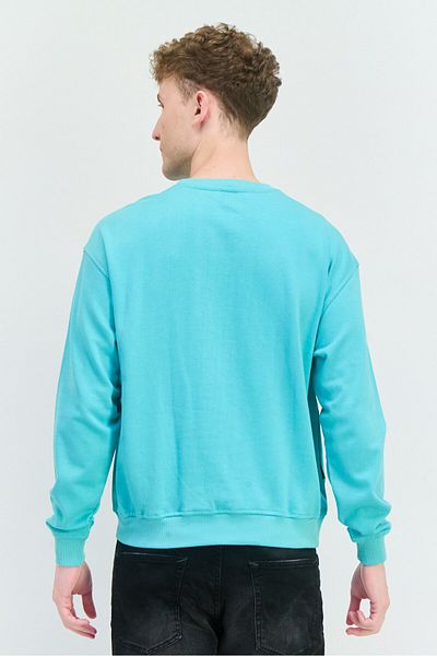 Goliath Men Crew Neck Long Sleeve Graphic Print Sweatshirt, Turquoise