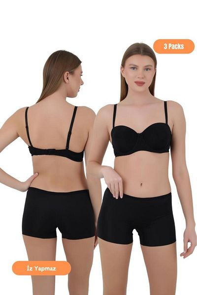 CNT Slip boxer pentru femei din microțesătură fără urme - Pachet special de 3 (NEGRU, ALB, CULOARE PIELE)