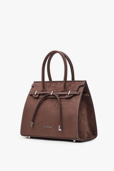 LOVENTA Midsize Hand Bag Suede Bitter Brown Ciara