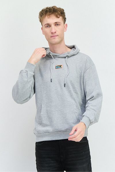 Goliath Men Hooded Long Sleeve Embroidered Logo Sweatshirt, Grey Heather