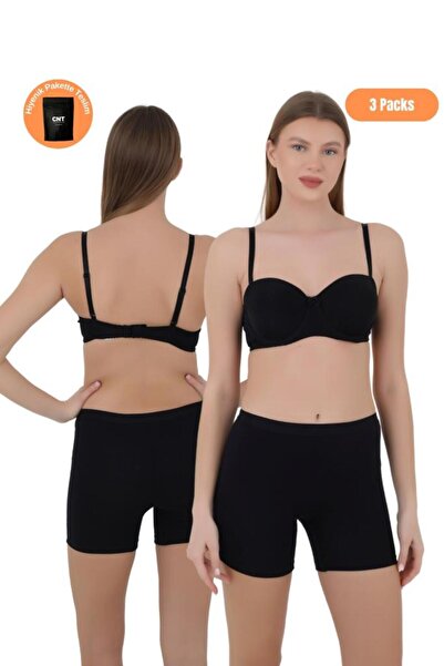 CNT Жіночі боксерські труси - еластичний пояс і м'яка тканина, спеціальний набір з 3 штук (чорний, білий, тілесний колір)