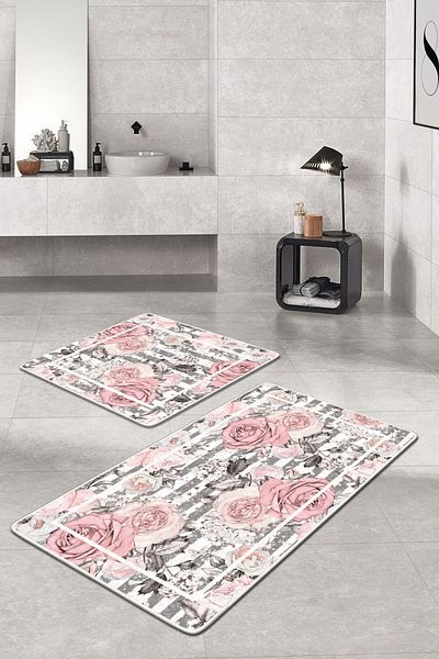 Filamente 2-Piece Non-Slip Based Washable Bath Mat - 60*100 cm and 50*60 cm