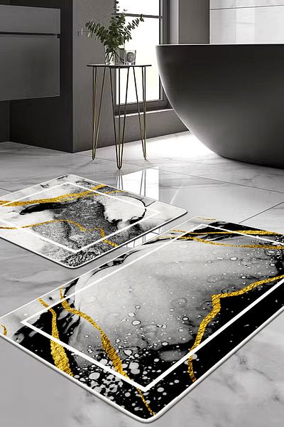 Filamente Πατάκι μπάνιου 2 τεμαχίων που πλένεται με αντιολισθητική βάση - 60*100 cm και 50*60 cm