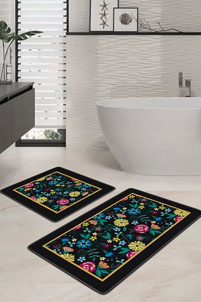 Filamente 2-Piece Non-Slip Based Washable Bath Mat - 60*100 cm and 50*60 cm