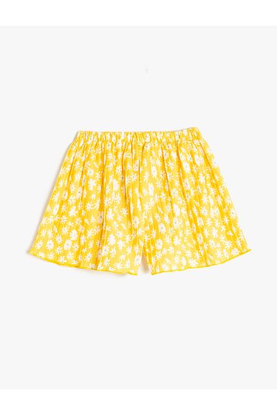 Koton Floral Print Pleated Shorts with Elastic Waist