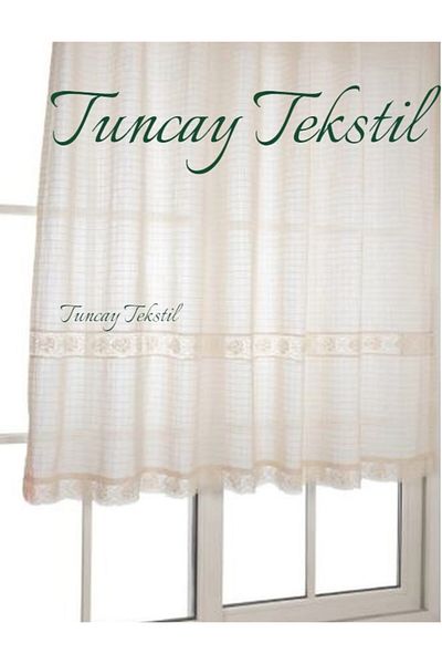 TUNCAY TEKSTİL Buldan Work Monika Intermediate and End Lace Curtain Linen Woven Kopenaki Curtain