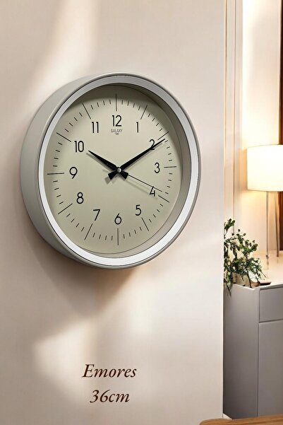 EMORES 36 cm Dekoratif Gerçek Cam  Sessiz Mekanizma Duvar Saati