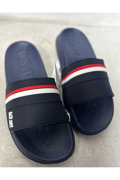 U.S. Polo Assn. Πόλο Ασν. Ανδρικές αθλητικές παντόφλες με μονό λουράκι Navy Blue Marine με σχέδιο - Rona Eva