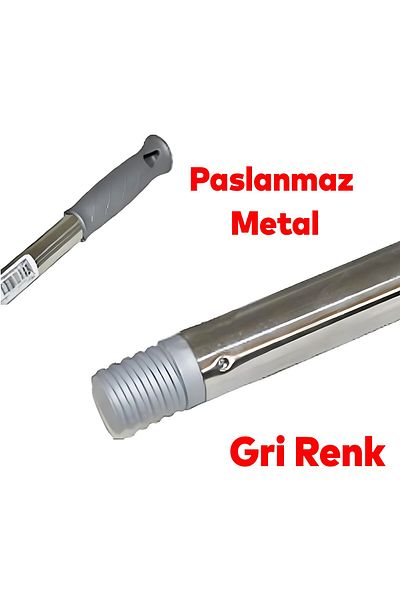 Badem10 120 cm Chrome Color Thick Brush Metal Handle - Vacuum Cleaner Standard