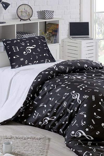 Eponj Home Μονό Σετ Παπλωματοθήκη Easy-Iron Ασπρόμαυρο Melodi