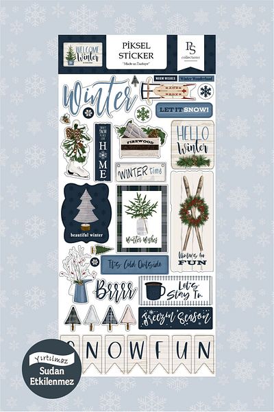 Piksel Grafik Welcome Winter Themed Labels, Hello Winter Sticker