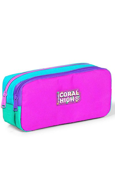 Coral High Παιδική πολύχρωμη τσάντα μολυβιού δύο θέσεων 12117