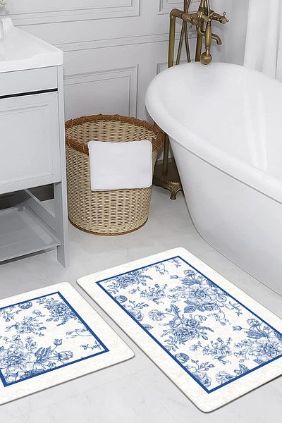 Filamente 2-Piece Non-Slip Based Washable Bath Mat - 60*100 cm and 50*60 cm