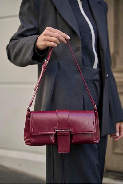 Madamra Burgundy Women's Coated Hand and Shoulder Bag