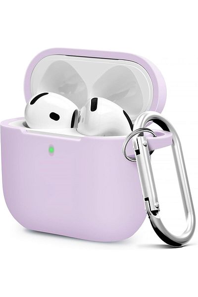 AWH AirPods 4 Case Cover, Soft Silicone with Keychain, Full Protective Case for Men/Women, Lavender.