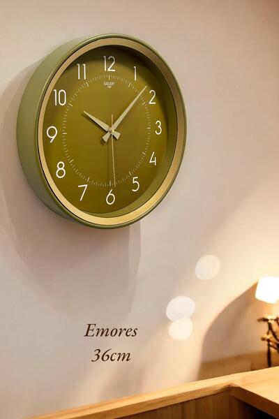 EMORES 36 cm Dekoratif Gerçek Cam  Sessiz Mekanizma Duvar Saati