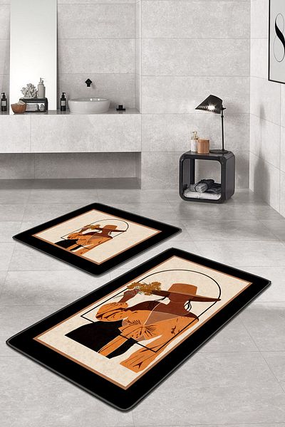 Filamente 2-Piece Non-Slip Based Washable Bath Mat - 60*100 cm and 50*60 cm