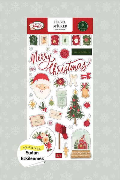 Piksel Grafik New Year Label, Letters to Santa Sticker