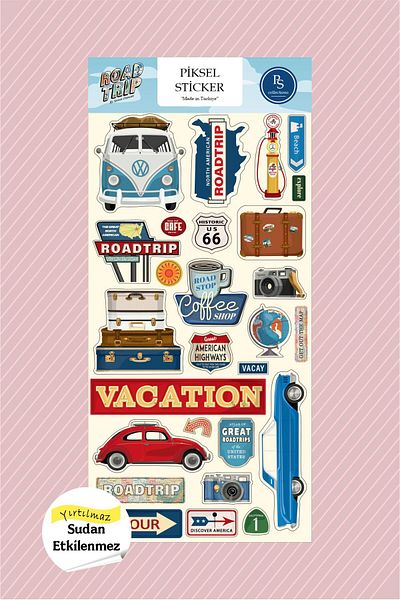 Piksel Grafik Travel Adventure - Road Travel Sticker