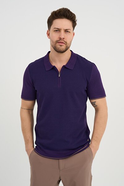 ALEXANDERGARDI Ανδρικό πλεκτό μπλουζάκι με φερμουάρ με λαιμόκοψη (AG-50025)