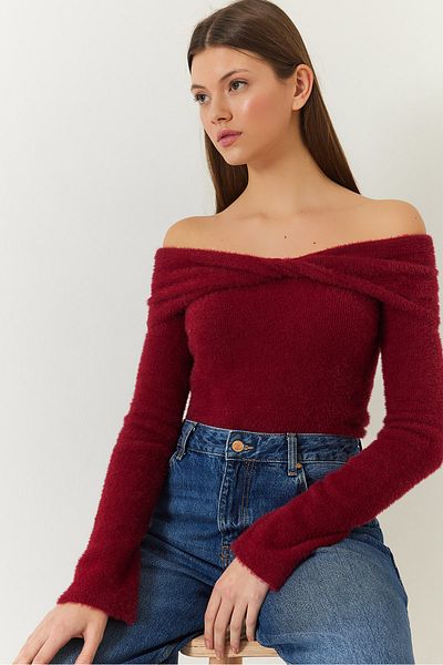 Bianco Lucci Pulover de damă din tricotaje moale cu guler 60261285