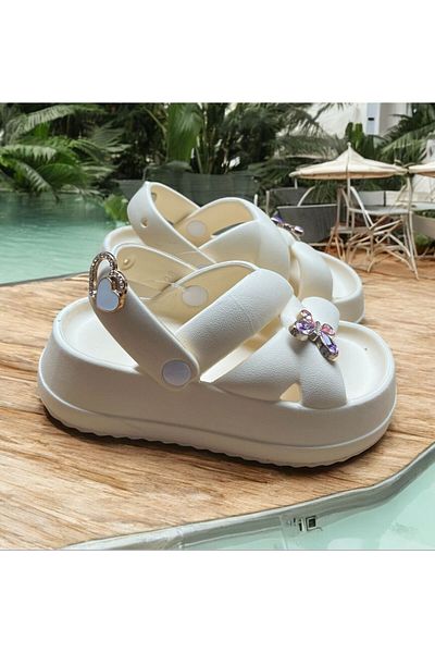 mustey Κοριτσίστικα Ultra Luxury Stone Λεπτομερή Σανδάλια Παντόφλες - Πολλαπλών Χρήσεων