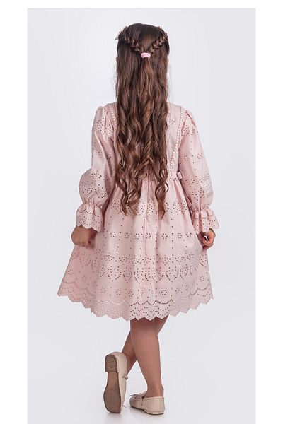 Pina Kids فستان بناتي بأكمام طويلة وأكمام طويلة وخصر مطاطي وشريط مزدوج ومفصل. y2685