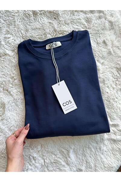 CKBUTİK Lacivert Orjinal Marka Uzun Kollu Basic Tişört