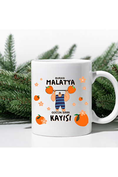 kubdekor Burası Malatya Gücün Sırrı Kayısı Yazılı Baskılı Kupa Bardak Memleke...