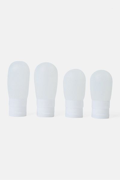 Miamica 4 Pcs Compliant Bottles And Travel Toiletry Bag, Transparent