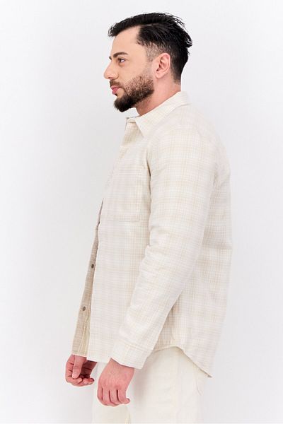 Calvin Klein Men Plaid Jacket Shirt, Off White